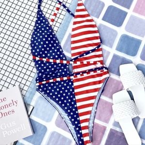 USA one piece bathing suit.